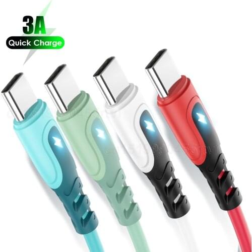 3A Fast Charging Type C With Light USB Cable Liquid Soft Data Cable for Samsung Xiaomi Mi 9 Redmi Mobile Phone Cable USB C Cord