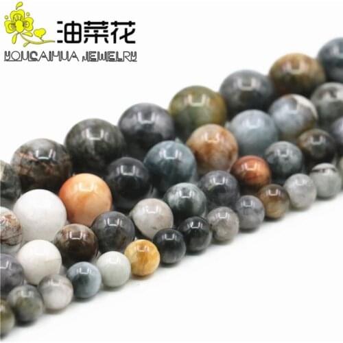 Round 6mm 8mm 10mm 12mm Gray South African Eagle Eye Stone Necklace Beads Necklace DIY Fashion Jewelry Making Design Gift