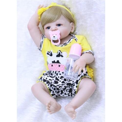 Bebe dolls menina 23"57cm full silicone reborn baby dolls adorable Victoria girl blond hair reborn babies child gift toy boneca