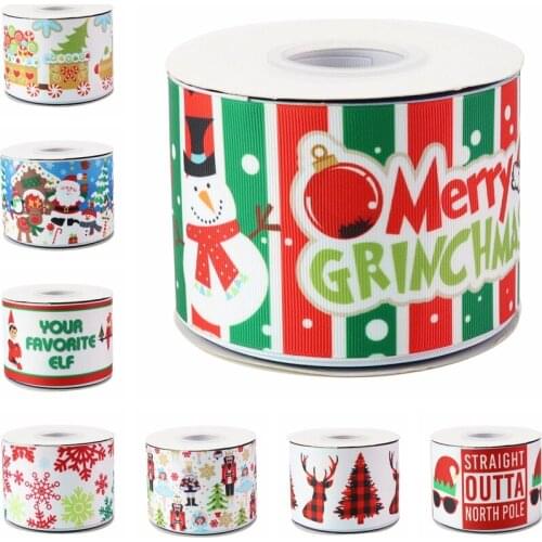 HSD Ribbon free shipping 3" 75mm heat transfer printed Denim fabric series Grosgrain Ribbon 50Yards per Roll