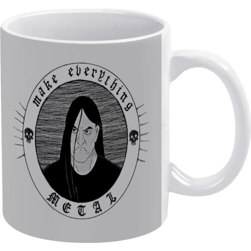 Make Everything Metal White Mug White Ceramic Tea Cup Birthday Gift Milk Cups and Mugs Metalocalypse Metal Music Death Metal Bla