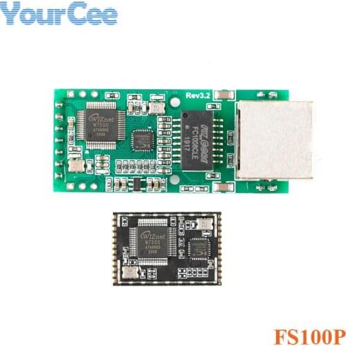 FS100P Serial to Ethernet Converter Module Serial UART TTL to Ethernet TCPIP TTL to RJ45 Networking Module Support DHCP and DNS