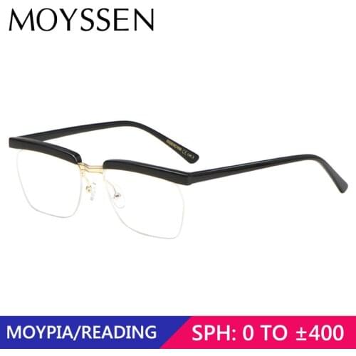 Mens Brand Designer Eyebrow Style Acetate Half Frame Myopia Eyeglasses Woman Vintage Semi Rimless Optical Prescription Glasses