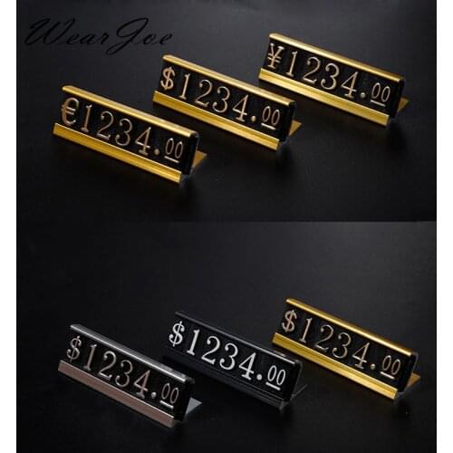 Aluminum Frame Jewelry Numeral Pricing Cube Sign Adjustable Number Price Tag Display Counter Stand Tag Label Set for Retail Shop