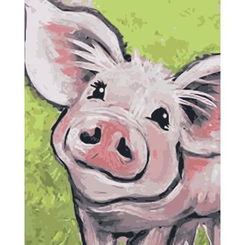 Hand drawn pig Animal DIY Painting By Numbers Wall Art Picture Acrylic Painting For Home Decoration Drop Shipping 60x75cm