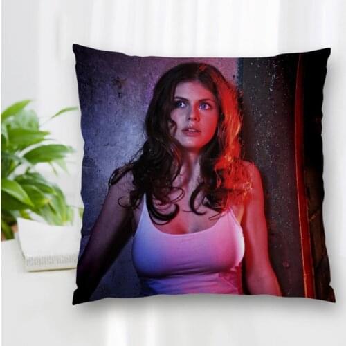 Custom Actor Alexandra Daddario Pillowcase Polyester Decorative Pillow Cases Zipper Sofa,Car,Office,Decorative 35x35cm,40x40cm