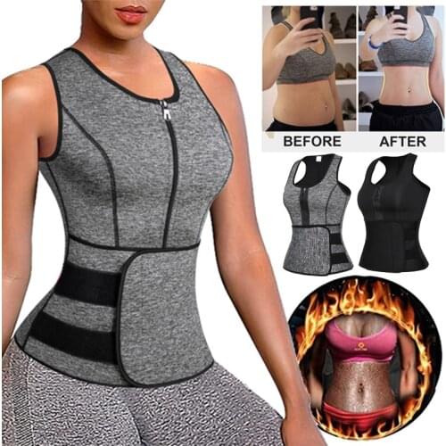 Sweat Vest Waist Trainer Corset for Women Weight Loss Neoprene Body Shaper Sauna Tank Tops with Adjustable Waist Trimmer Belt