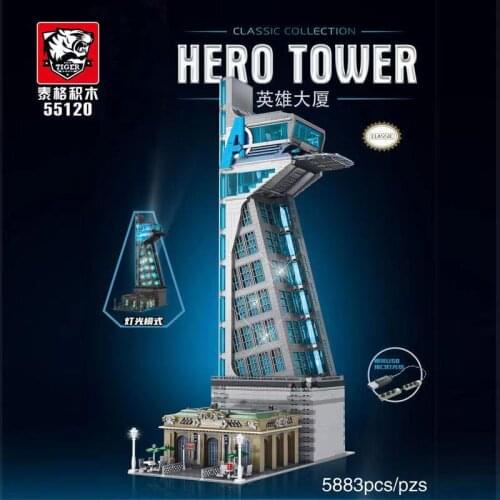 New 5883PCS Movie Toys Tower UPGRAD 8 Floors with led lights Model Building Block Bricks Boys Girls Kid Gift Toys Model