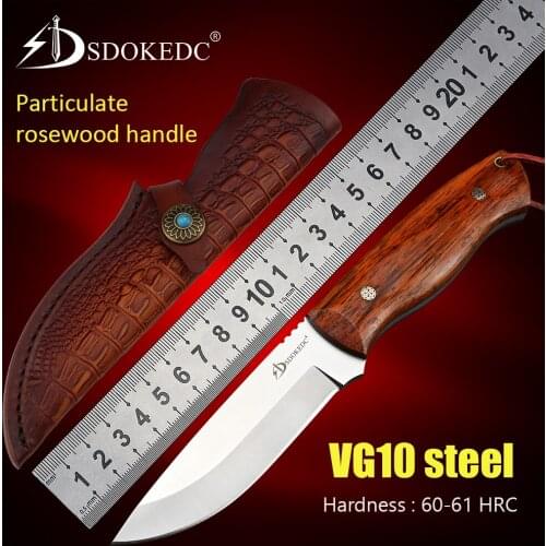 VG10 steel straight knife camping outdoor utility tactical fixed blade knife edc tools