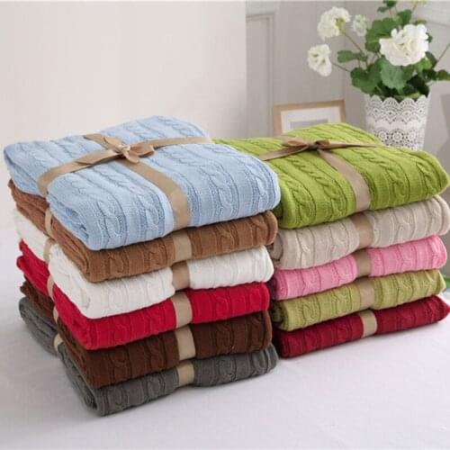 100% Cotton Cable Knit Throw Blanket Super Soft Warm Multi Color