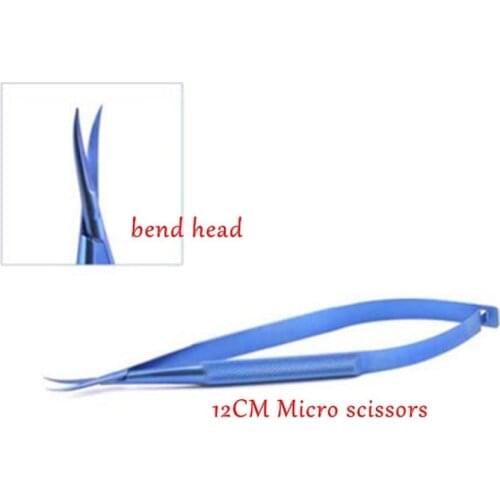 12cm bend head micro Cornea scissors Hand tool Surgery Titanium alloy Ophthalmic Instruments high quality