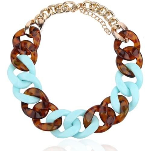 BOJIU New Fashion China chokers necklaces gothic necklaces for women resin link chain necklace NK1008