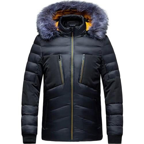 Nice New Patchwork Autumn Winter Parkas Jacket Men Fashion Hooded Fur Collar Windbreaker Outerwear Thick Warm Slim Fit Coat Men