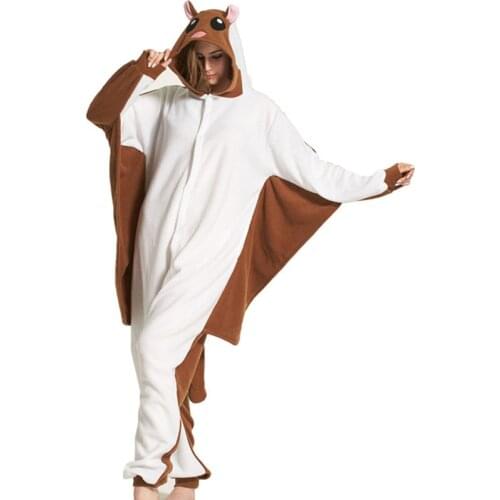 Soft Flying Squirrel Kigurumi Pajamas Bat Mouse Onesie For Adults Women Animal Pijama Winter Sleepwear Overall Halloween Outfits