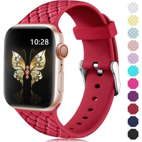Weave pattern strap for apple watch band 40mm 44mm apple watch pulseira 38mm 42mm iwatch correa 5/4/3/2/1 silicone watchband