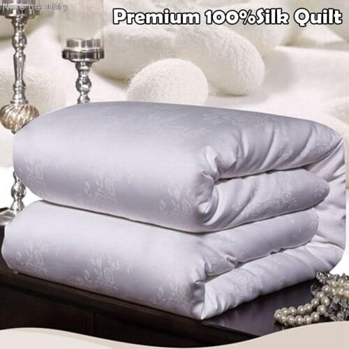 Premium Custom Handwork 100%mulberry Silk Comforter 2kg 3kg 4kg Quilts Satin Jacquard Cotton Fabric Cover Blankets Weight