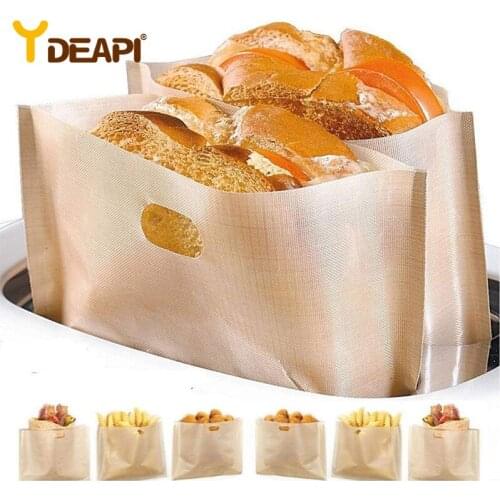 YDEAPI 3 Pcs/set Non Stick Reusable Heat-Resistant Toaster Bags Sandwich Fries Heating Bags Kitchen Accessories Cooking Tools