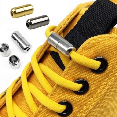 10Pcs Elastic Laces Clasps Metal Capsule Lock Buckles Tip Ends No Tie Shoelaces Tieless Elastic Lazy Shoelace Accessries tips fo