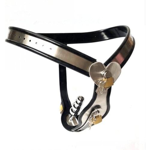 Heart Type Stainless Steel Female Chastity Belt Anal Plug Underwear BDSM Bondage Chastity Lock Device Adult Sex Toys for Women