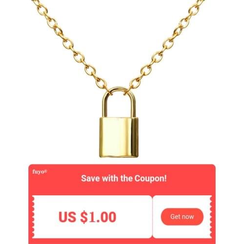 Fuyo Women Jewelry Color PadLock Pendant Necklace Brand New Stainless Steel Chain Necklace on Neck Friendship Gifts
