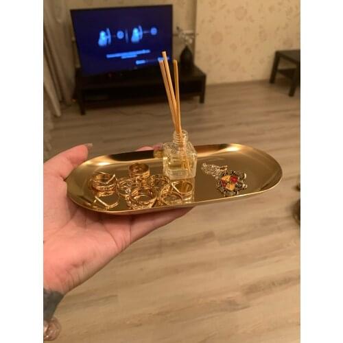 Nordic Style Gold Dining Plate Stainless Steel Dessert Nut Fruit Cake Tray Snack Jewelry Necklace Plate Western Steak Kitchen