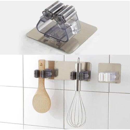 Adhesive Multi-Purpose Hooks Wall Mounted Mop Organizer Holder RackBrush Broom Hanger Hook Kitchen bathroom Strong Hooks