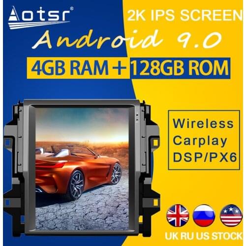 128GB ROM For TOYOTA Fortuner 2016-2019 Android 9.0 Tesla Style PX6 Vertical screen Car GPS Navigation Multimedia radio Player