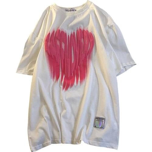 2021 Women Short Sleeve T-Shirt Oversized Tie-DyeEmbroidered T-Shirt Hip Hop Loose Korean-style All-match Simple T-Shirt