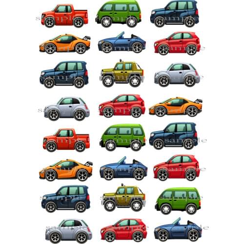 24 Modern Car Edible Cake Topper Wafer Rice Paper Cake Cupcake Cookie Topper Birthday Baby Shower Fathers Day Cake Decoration