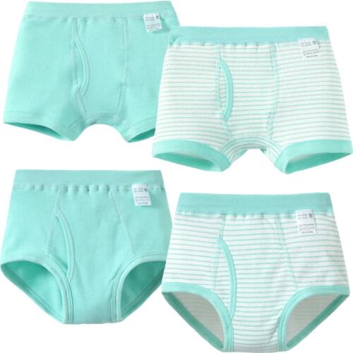 Kids Clothes Boys Underwear 4PCS Set Toddle Boy Cartoon Summer Shorts Pure Cotton Panties Sets Baby Boy Blue Striped Underpants