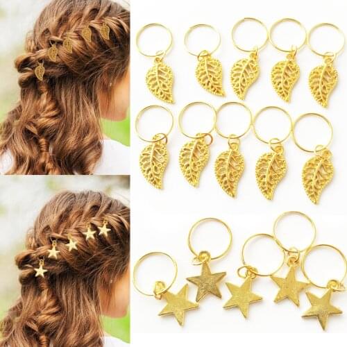 5PCS Dreadlock Jewelry For Women Braid Clips Accessories Beads Metal Cuffs Hair Rings Star Braiding Pendants Decoration Clips