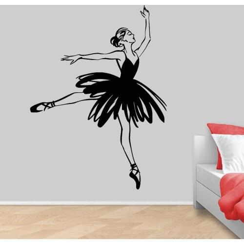 Abstract Ballerina Vinyl Wall Decal Ballet Dance Studio Dancing Girl Wall Stickers for Girls Room Decoration Dancer Room Decor