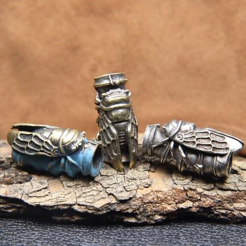 Bamboo Cicada Brass Knife Beads DIY Handmade Paracord Beads Lanyard Pendants Accessories EDC Outdoor Tool Umbrella Rope Hangings