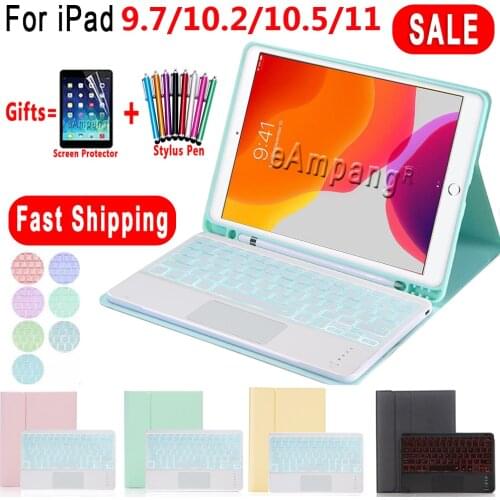 Backlit TouchPad Keyboard Case for iPad 10.2 8 8th 7 7th 9.7 5th 6th 2017 2018 Air 2 3 Pro 9.7 10.5 11 2020 2018 with Pen Slot