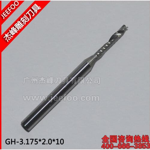 3.175*2.0*10 Single Flutes End Mill Cutting Tools for plastic pvc acrylic MDF Aluminum woodworking bit