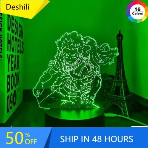 3d Lamp Anime My Hero Academia Izuku Midoriya Lamp Deku for Bedroom Decoration Birthday Gift Izuku Midoriya Led Night Light Eri