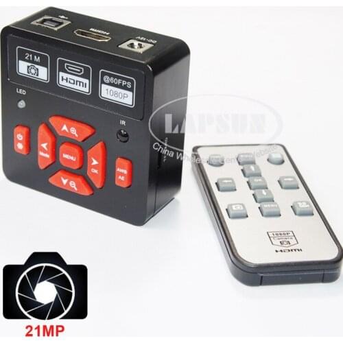 Lapsun 21MP Full HD 1080P 60FPS HDMI USB Output Industry C-Mount Digital Microscope Video Camera + Remote Control