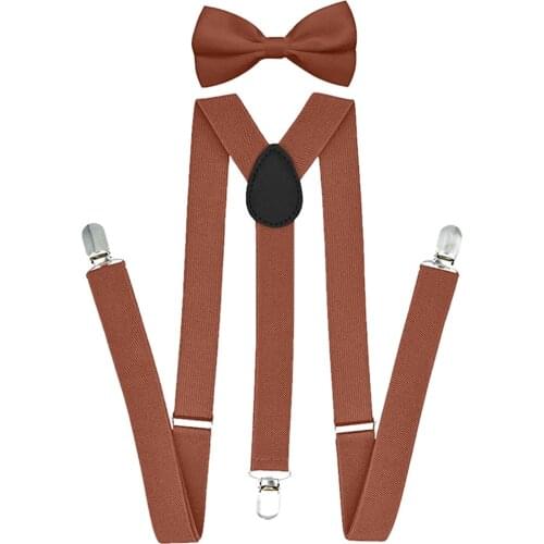 Suspenders Men Bowtie Set Boys Women Adults Suspender Adjustable Elastic Bow Tie Pants Clip Braces Belt Straps Suspender WY