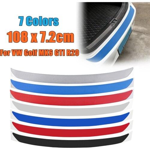 1Pc Carbon Fiber Rear Bumper Protector Sticker Trim 7 Colors For VW Golf MK6 GTI R20 Car-Styling Sticker And Decals 108x7.2cm