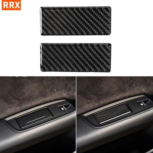 For Audi Q7 SQ7 4M 2016-2019 Carbon Fiber Car Accessories Interior Sticker Both Rear Door Armrest Panel Box Ashtray Trim Cover