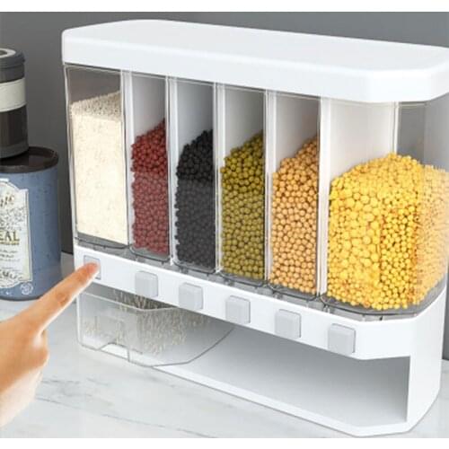 Whole Grain Rice Bucket Wall-mount Rice Storage Tank Press Out The Meter To Measure Rice Bucket Insect-proof Cereal Storage Box