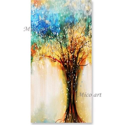 Latest Design Colorful Tree Canvas Picture Oil Painting Modern Living Room Decor Paintings Wall Art Paintings Free Shipping
