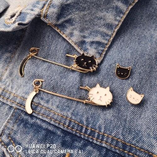 New Design 2Pcs/Set Lovely Drip Small Cat Animal Enamel Brooch Pin Badge Decorative Jewelry Simple Dabie Pin Jewelry Gifts