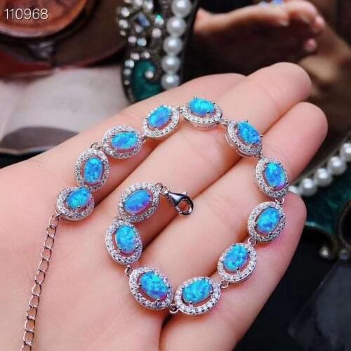 Opal bracelet Natural And Real Opal bracelet Solid S925 Sterling Silver For Women Colour Gem Stone Rings Fine Jewelry