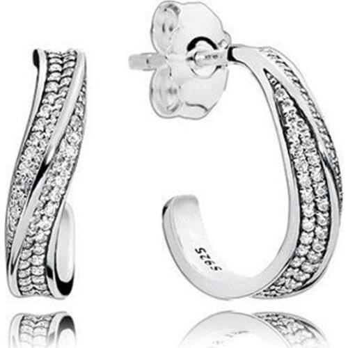 Original S925 Sterling Silver Pan Earring New Elegant Wave Fashion Earrings For Women Wedding Gift Fashion Jewelry