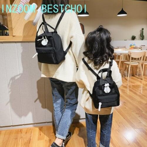 Simple Canvas Backpack School Bag Womens Small Backpacks for Adolescent Girls Female Satchel Mini Parent-Child Mochila Mujer
