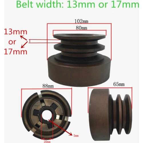 Double Groove Belt Clutch fits for 168F/170F/ GX200 Gas Engine with 20mm shaft output used for water pump/cutter