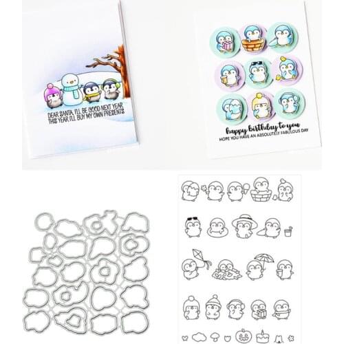 Penguin Cutting Dies Stencil Clear Stamp for DIY Scrapbooking Photo Album Paper Card Embossing Arts Craft New for 2020