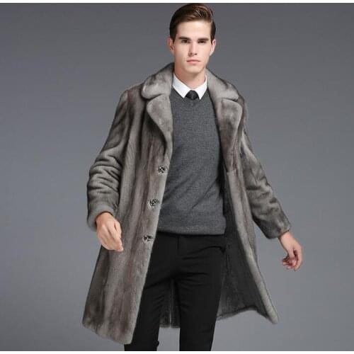 Mink imitation fur coats mens trench single-breasted mens fur coat 2020 new mens fur collar jaqueta de couro masculino grey