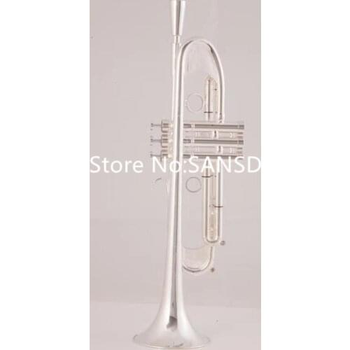 Brand New Bb Trumpet Sliver Plated Professional Musical Instrument With Mouthpiece Case Free Shipping
